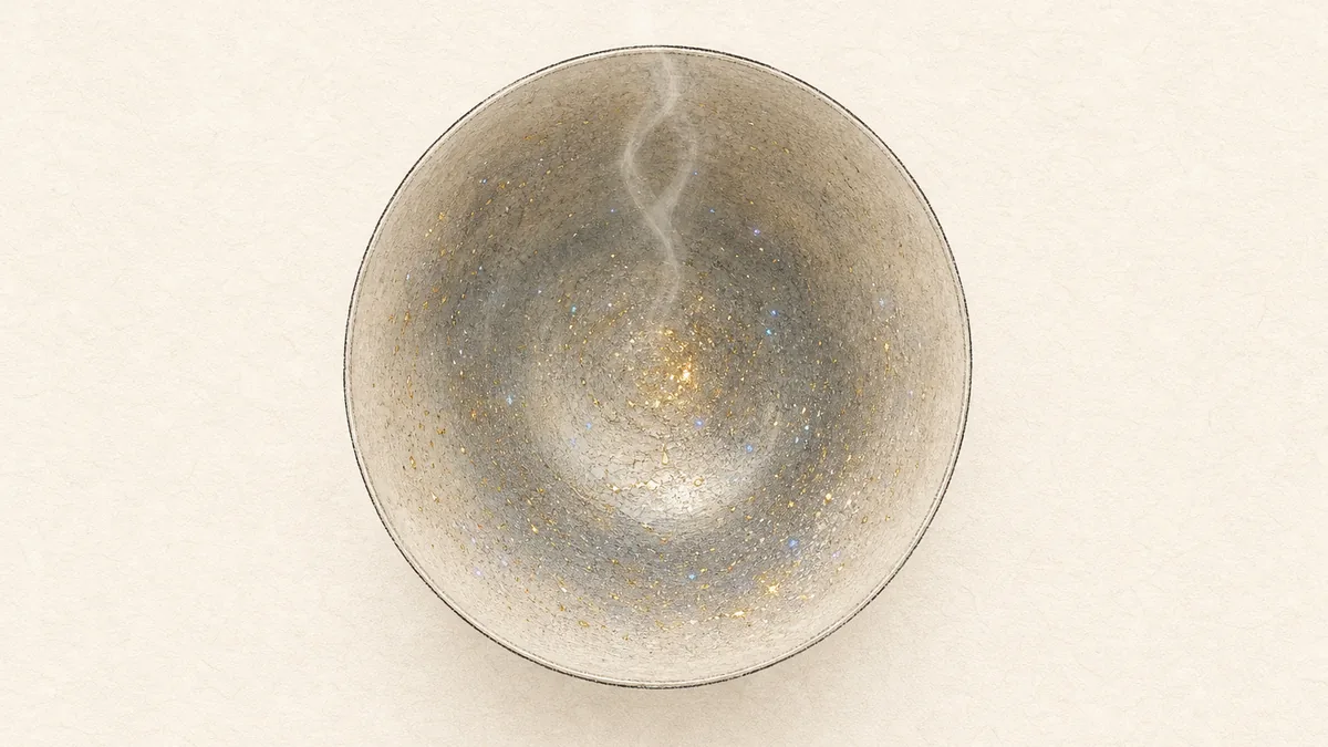 見込みに星のような斑文が散る曜変天目の茶碗